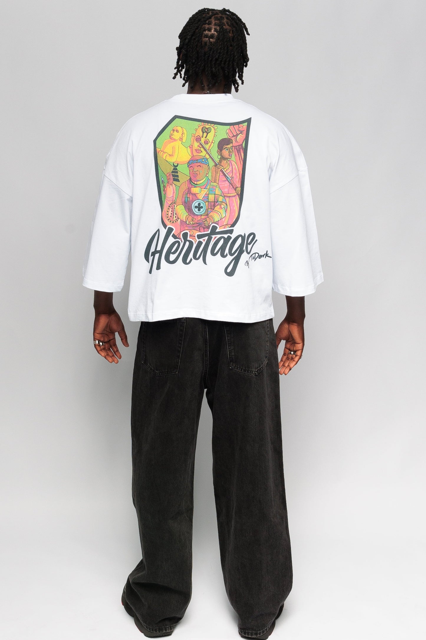 Oversized Boxy Crop T-Shirt - African Heritage by tudark