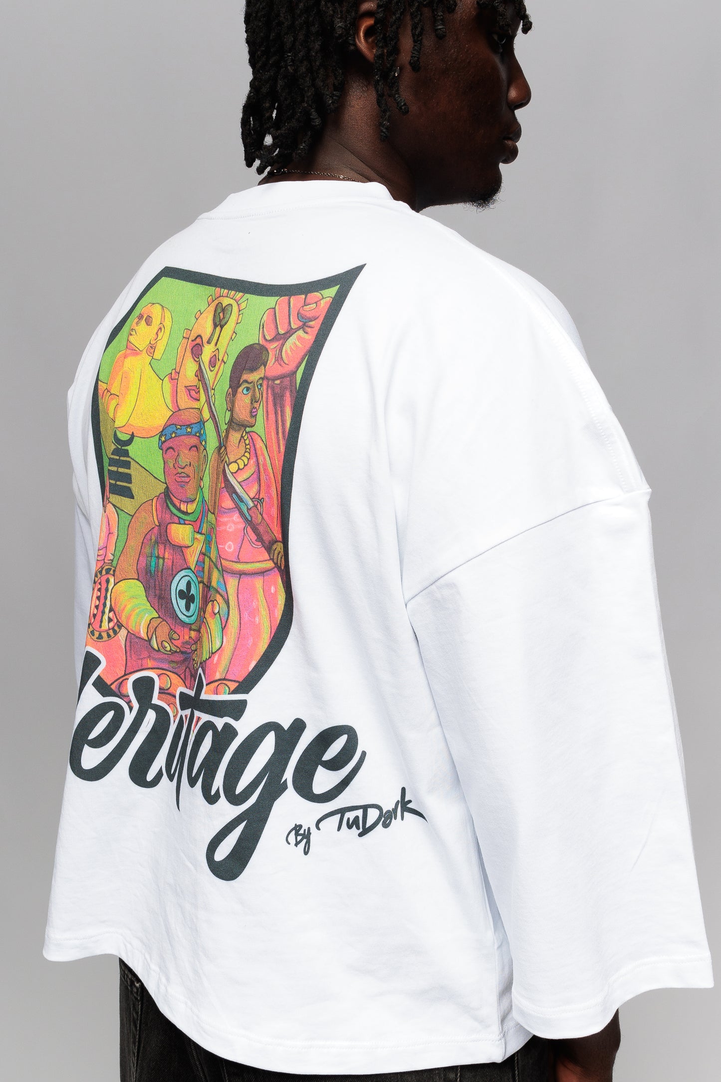 Oversized Boxy Crop T-Shirt - African Heritage by tudark